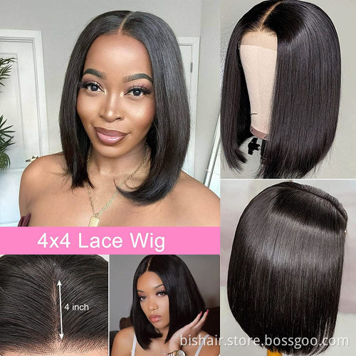 Straight Hair Wig 4x4 Lace Closure Lace Front Wig Real Human Hair Wig Suitable for Women 150% Density Pre-connected Natural Hair